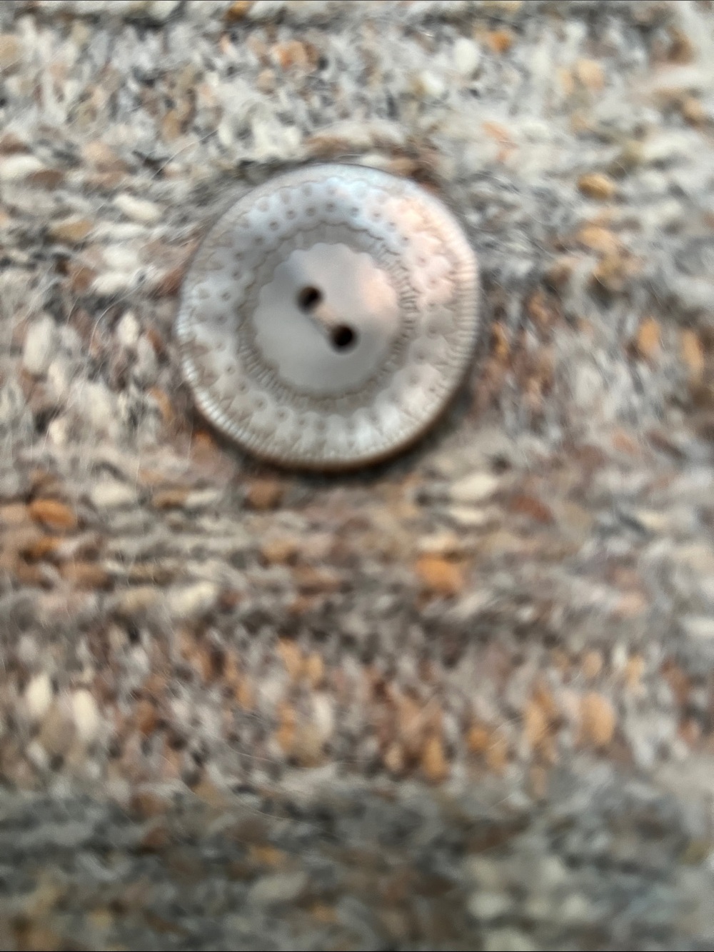 J. Jill Speckled Taupe Wool Blend Knit Long Sleeve Cardigan Sweater Womens L-XL - Picture 5 of 8
